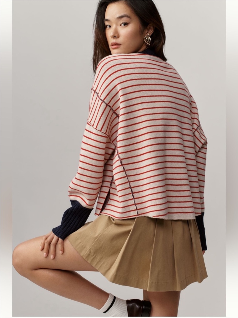 Anthropologie Maeve Logan Sea Dogs Nautical Long-Sleeve Crew-Neck Pullover Sz S - Picture 3 of 9